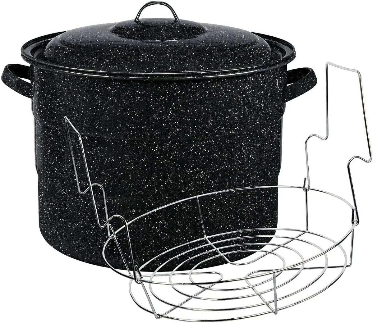 Granite Ware 21.5 Quart Water Bath Canner, Large Enamel Canning Pot with Rack, Canning Supplies for Jam, Salsa and Pickles