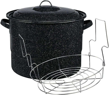 Granite Ware 21.5 Quart Water Bath Canner, Large Enamel Canning Pot with Rack, Canning Supplies for Jam, Salsa and Pickles