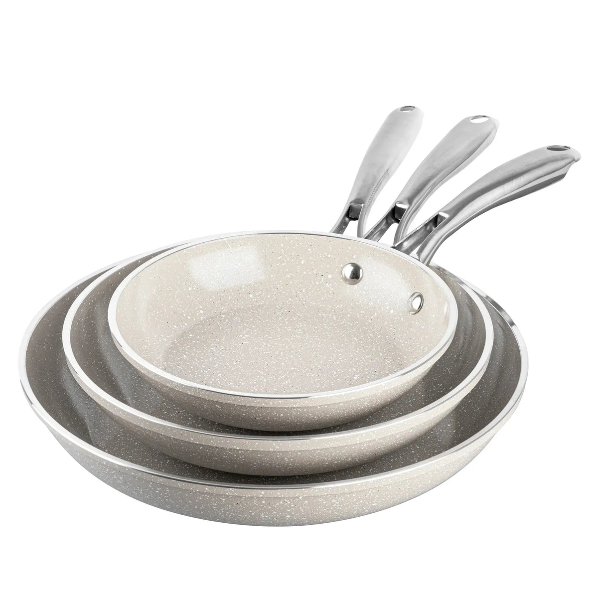 Granitestone 3 Pc Nonstick Frying Pan Set, 8" 10" 12" Frying Pans, Easy Clean Ceramic Frying Pan, Egg Omelet Pan Set, Oven & Dishwasher Safe Skillet, Black