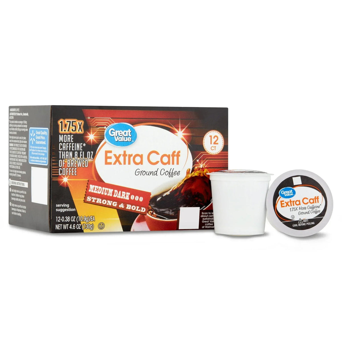 Great Value Espresso, Dark Roast Coffee Pods, 12 Count