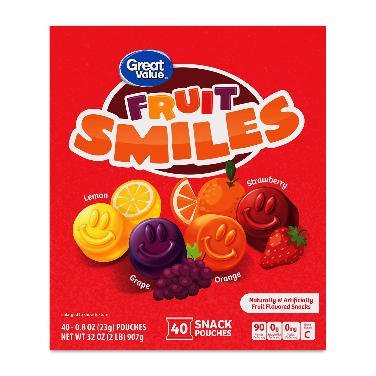 Great Value Fruit Smiles Snacks, Original Flavor, 40 Count