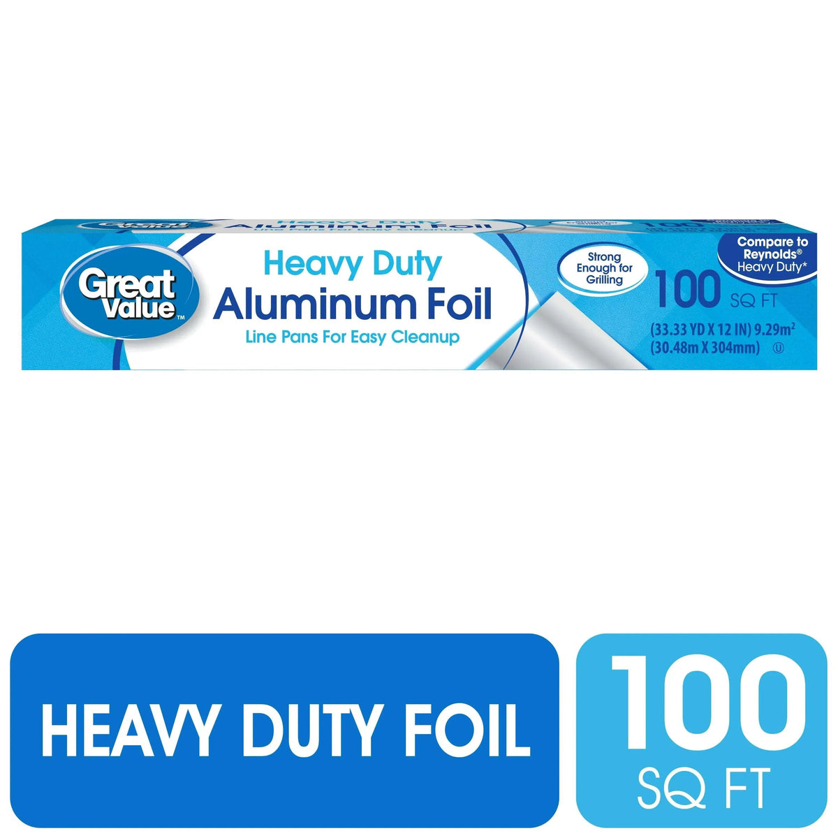 Great Value Heavy Duty Aluminum Foil, 100 Sq ft