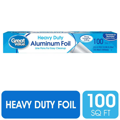Great Value Heavy Duty Aluminum Foil, 100 Sq ft
