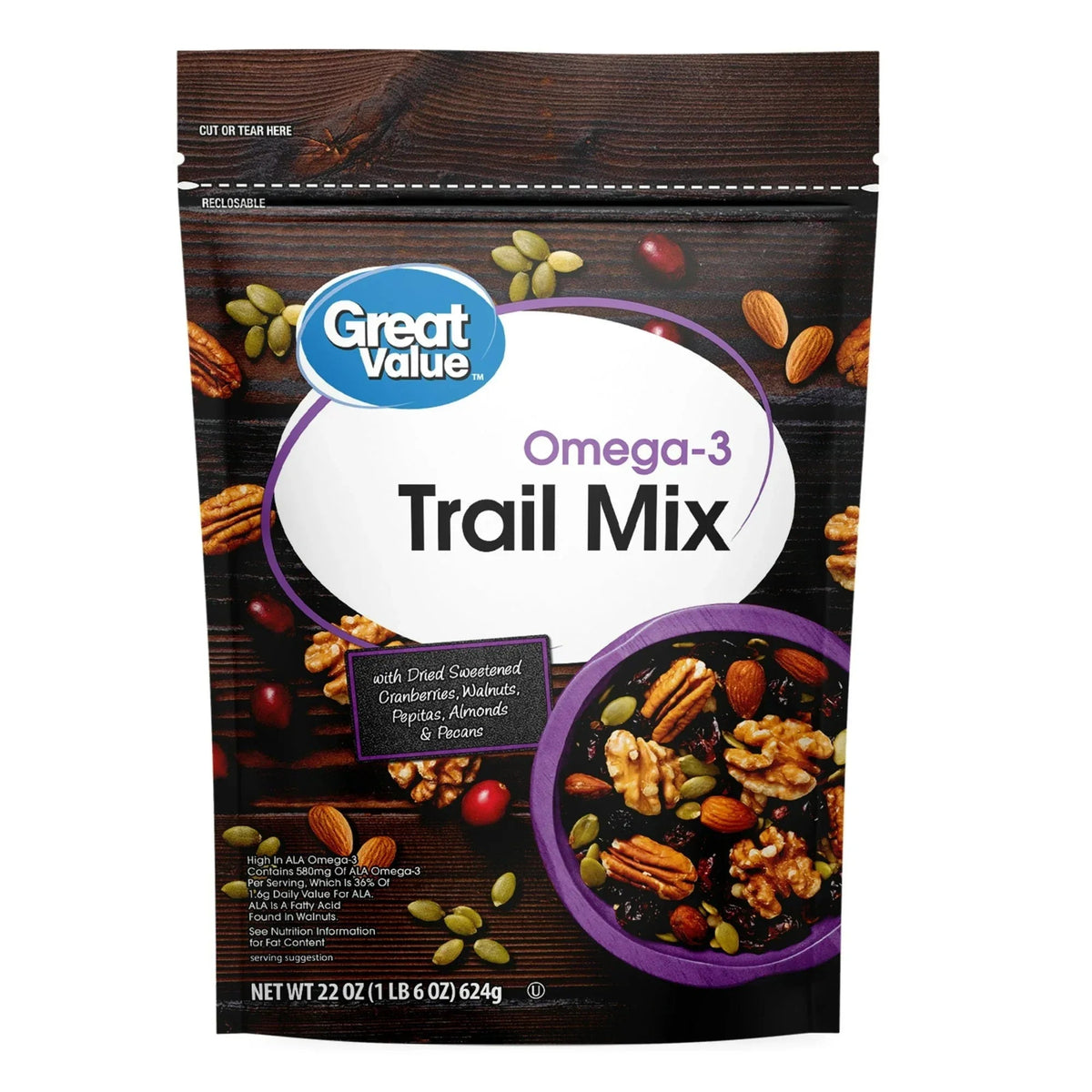 Great Value Omega-3 Trail Mix, 22 oz