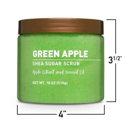Green Apple Shea Sugar Scrub with Exfoliating Skin Benefits - 18 oz (PACK OF 3)