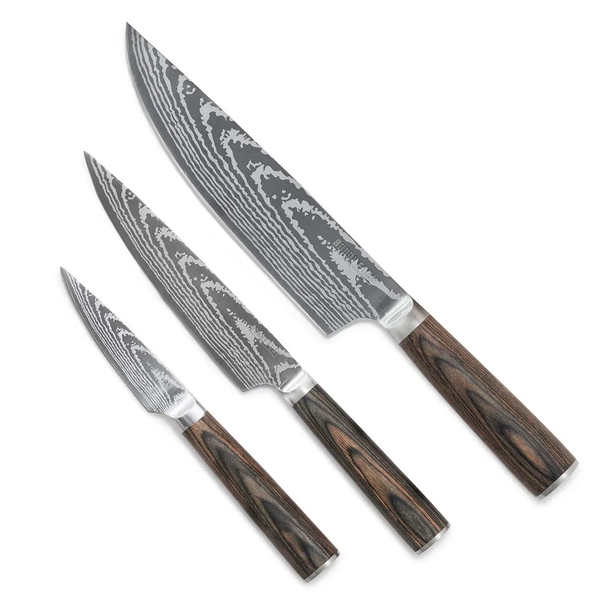 GreenPan x Bobby Flay 8" Chef's Knife with Sheath, Premium Stainless Steel Blade, Precision Cutting Kitchen Tool, Ultra-Versatile Cutlery, Hand Finished Wood Handle, Damascus Steel Design