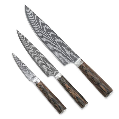 GreenPan x Bobby Flay 8" Chef's Knife with Sheath, Premium Stainless Steel Blade, Precision Cutting Kitchen Tool, Ultra-Versatile Cutlery, Hand Finished Wood Handle, Damascus Steel Design