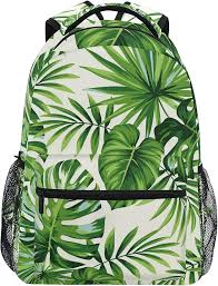 Green Leaves Backpack for women/mother, Watercolor Eucalyptus and Palm Leaf Design, for Travel, Hiking, Laptop Storage