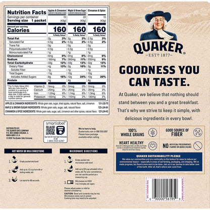 Quaker Instant Oatmeal, Variety Pack, 1.51 oz, 52-count