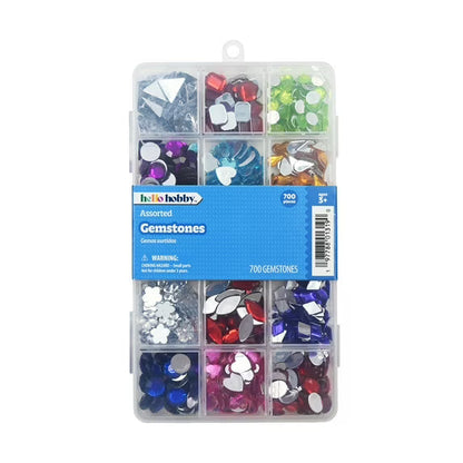 Hello Hobby Gemstone Case – 700 Piece Assortment for Arts & Crafts