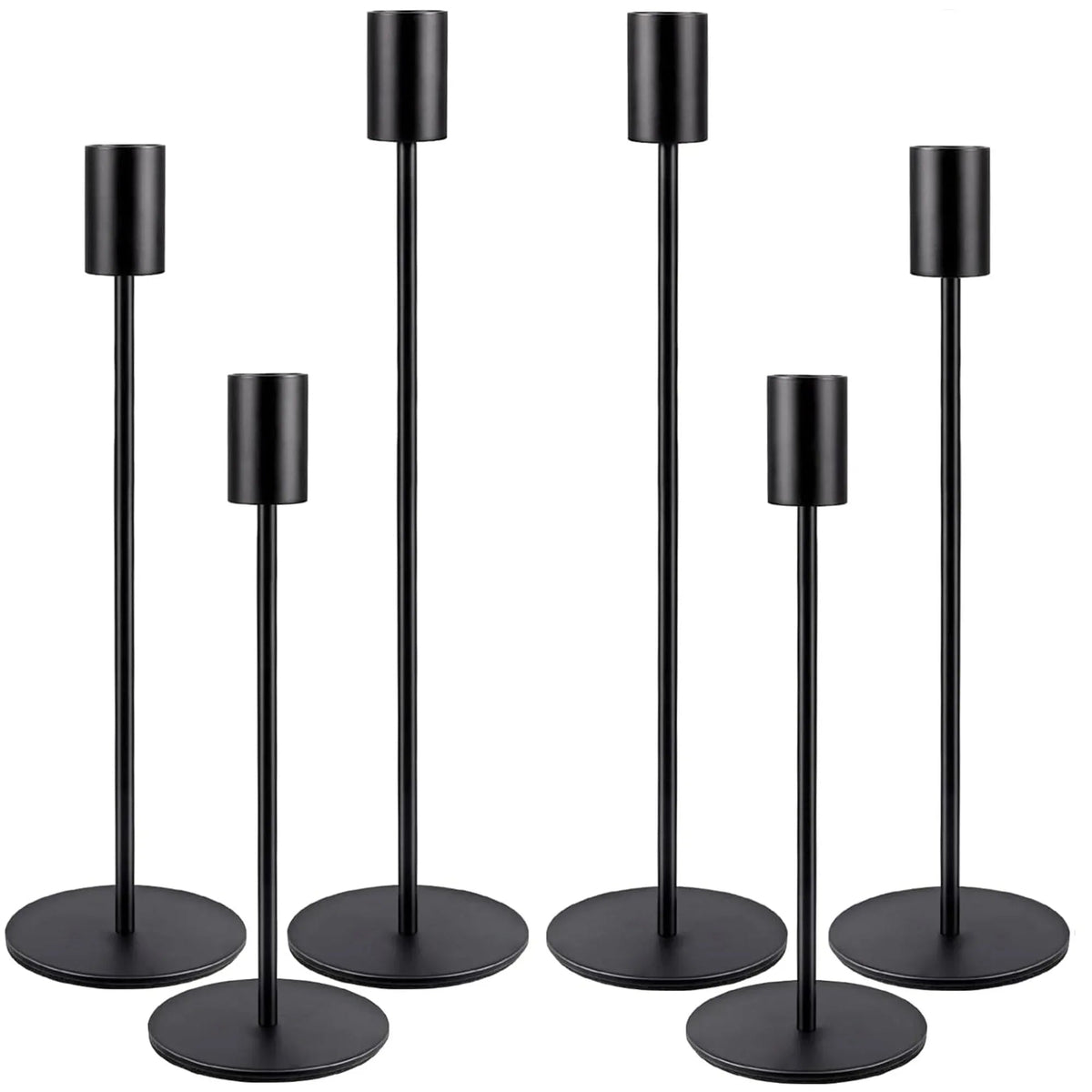 HIDAWN Matte Taper Candle Holders, 6 Pack Metal Candlestick Holders for Wedding, Dinning, Party