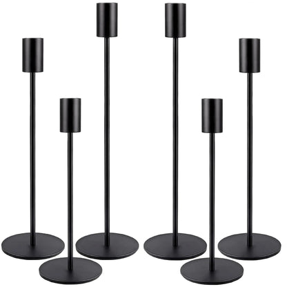 HIDAWN Matte Taper Candle Holders, 6 Pack Metal Candlestick Holders for Wedding, Dinning, Party