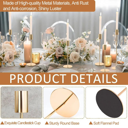 HIDAWN Matte Taper Candle Holders, 6 Pack Metal Candlestick Holders for Wedding, Dinning, Party