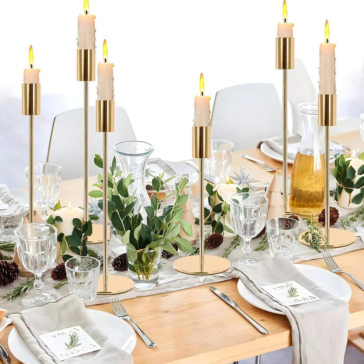 HIDAWN Matte Taper Candle Holders, 6 Pack Metal Candlestick Holders for Wedding, Dinning, Party