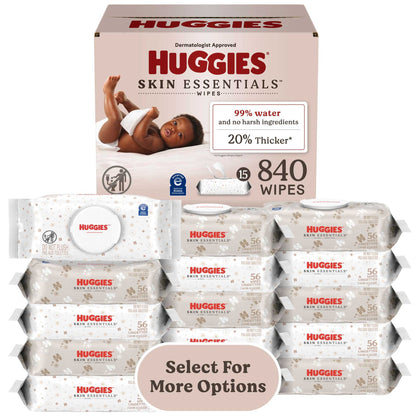 Huggies Skin Essentials Baby Wipes, 1 Pack, 56 Count (Select for More)