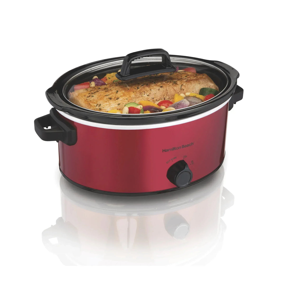 Hamilton Beach 6 Qt Slow Cooker, Stoneware Crock with Removable Pot, Red