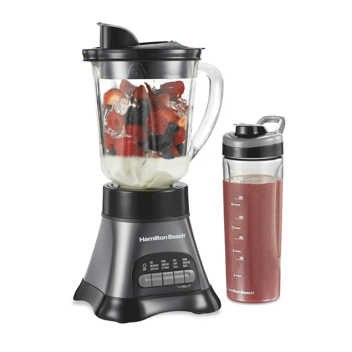 Hamilton Beach Wave Crusher Smoothie Blender for Kitchen, 40 oz Jar for Smoothies and Shakes with Blend-in Travel Jar, Black