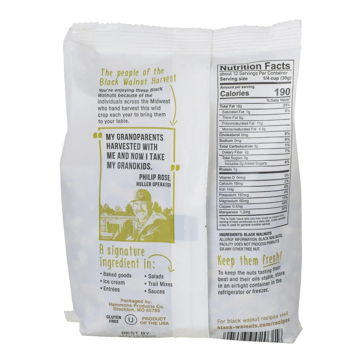 Hammons Black Walnuts Large Pieces, 12 oz