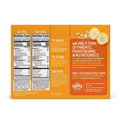 HappyTOT Organics Super Morning Pouch, Apple Cinnamon and Blueberry Banana Variety Pack, 12 ct., 4 oz.