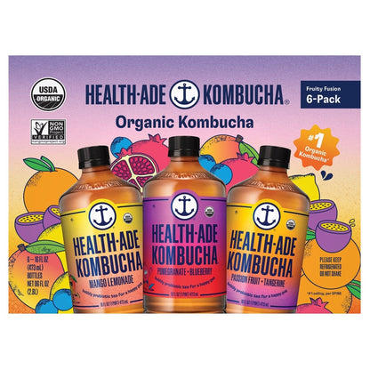 Health-Ade Organic Fruity Fusion Kombucha Variety Pack, 16 fl oz, 6-count