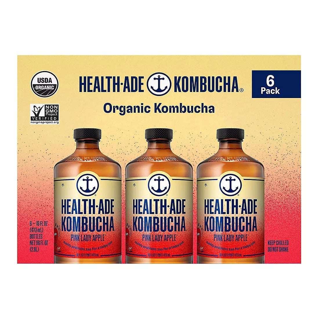 Health-Ade Pink Lady Apple Kombucha, 6 pk./16 oz.