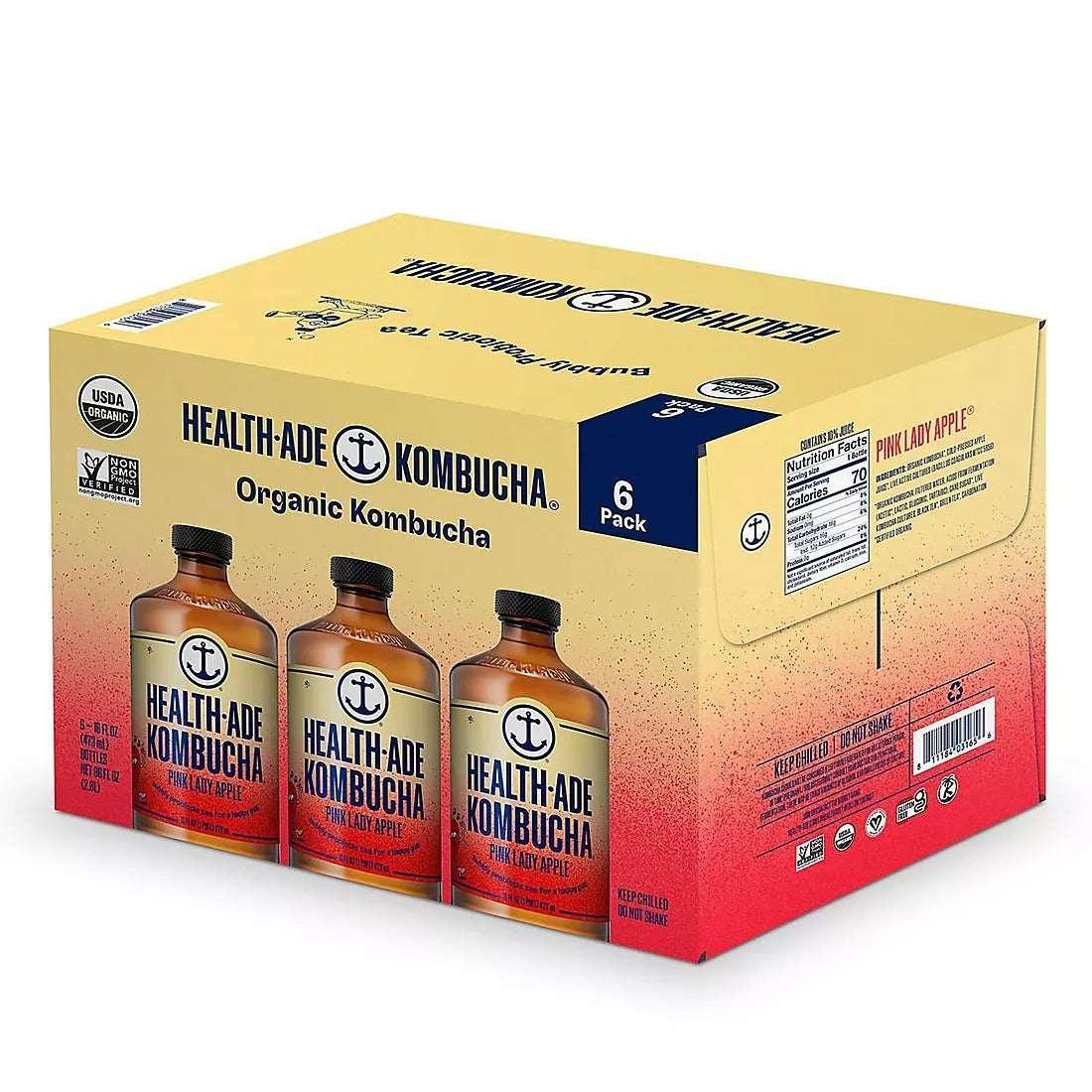 Health-Ade Pink Lady Apple Kombucha, 6 pk./16 oz.