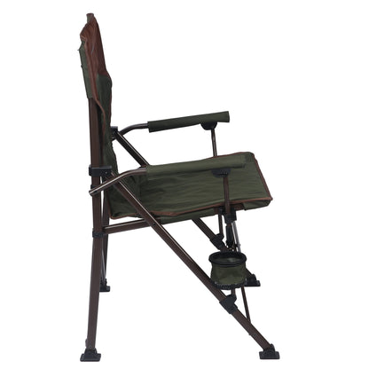 Ozark Trail Heavy Duty Hard Arm Camp Chair with Adjustable Cupholder, Tensioned Seat Farbic, Brown