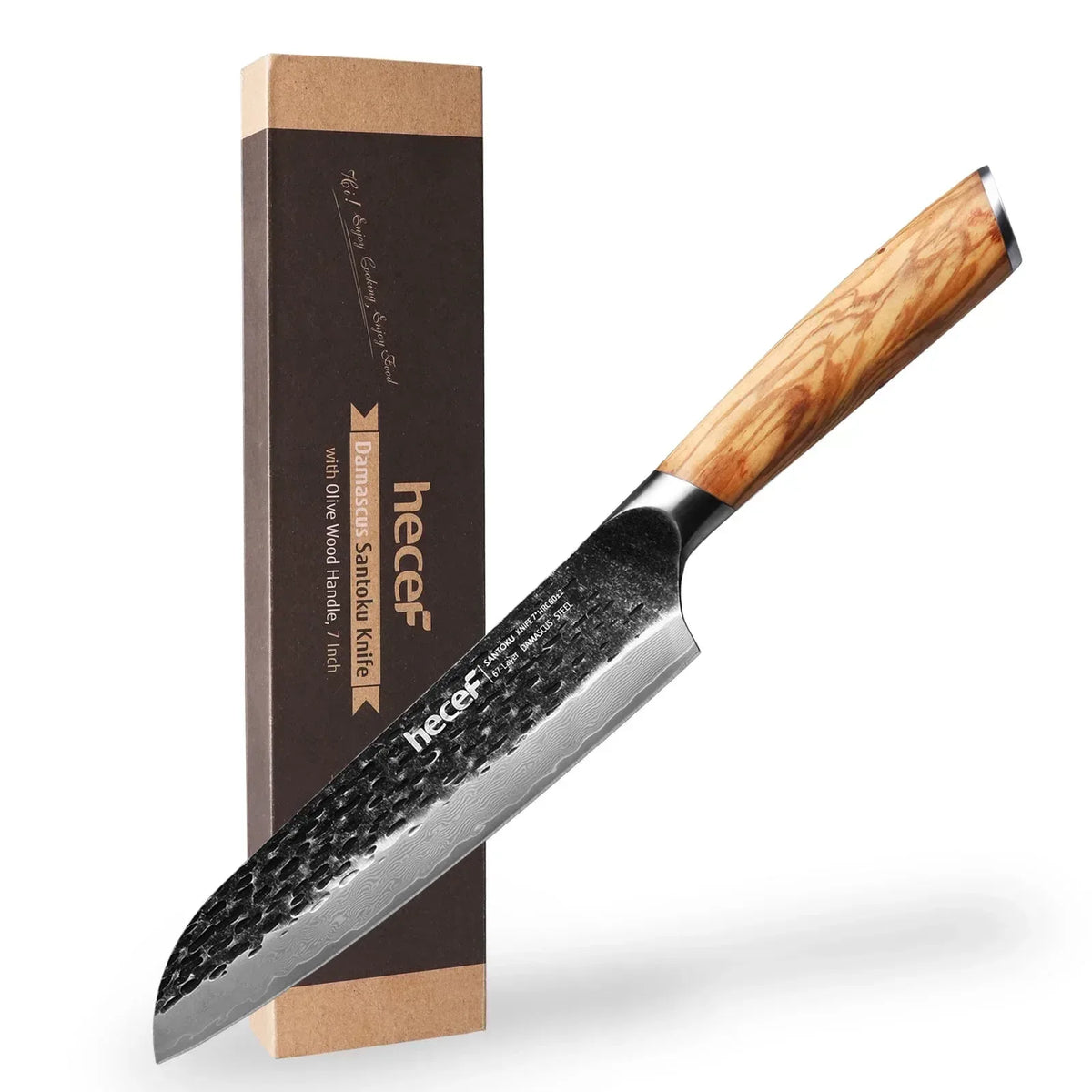 Hecef Japanese Chef Knife, Forged 67-Layer Damascus Steel Ultra Sharp Professional Hammered Carving Knife