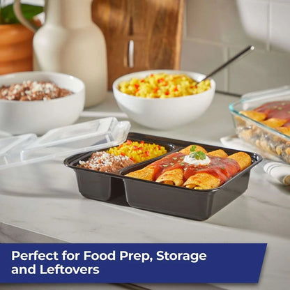 Hefty Food Storage Containers Two Compartment with Lids 32 fl. oz., 50 pcs