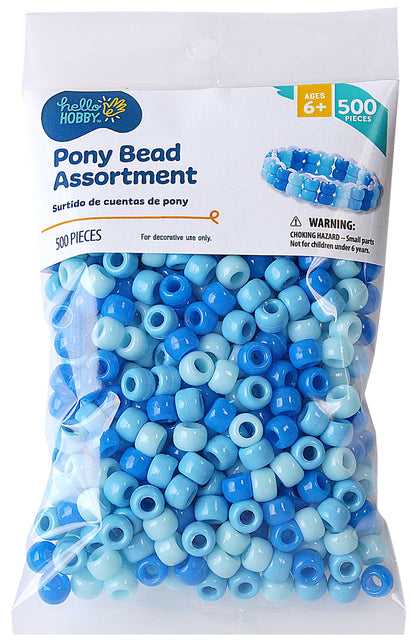 Hello Hobby Pony Bead Mix, Black, 500 Pieces, Plastic Craft Beads for Jewelry Making and DIY Projects