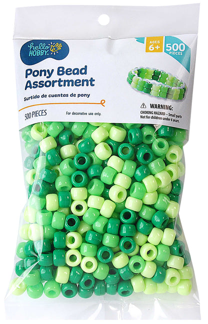 Hello Hobby Pony Bead Mix, Black, 500 Pieces, Plastic Craft Beads for Jewelry Making and DIY Projects