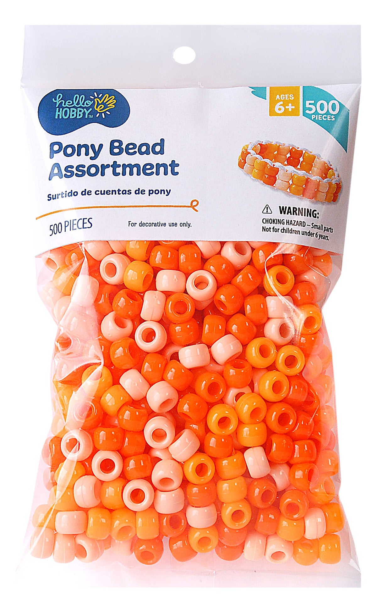 Hello Hobby Pony Bead Mix, Black, 500 Pieces, Plastic Craft Beads for Jewelry Making and DIY Projects