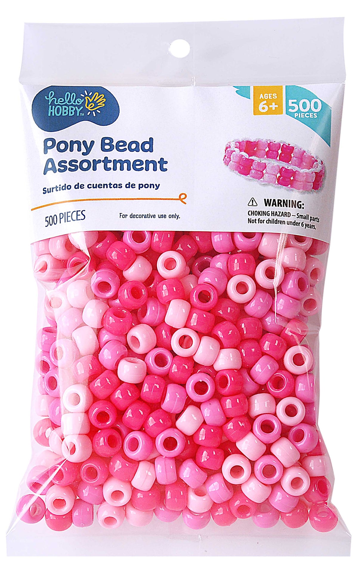 Hello Hobby Pony Bead Mix, Black, 500 Pieces, Plastic Craft Beads for Jewelry Making and DIY Projects