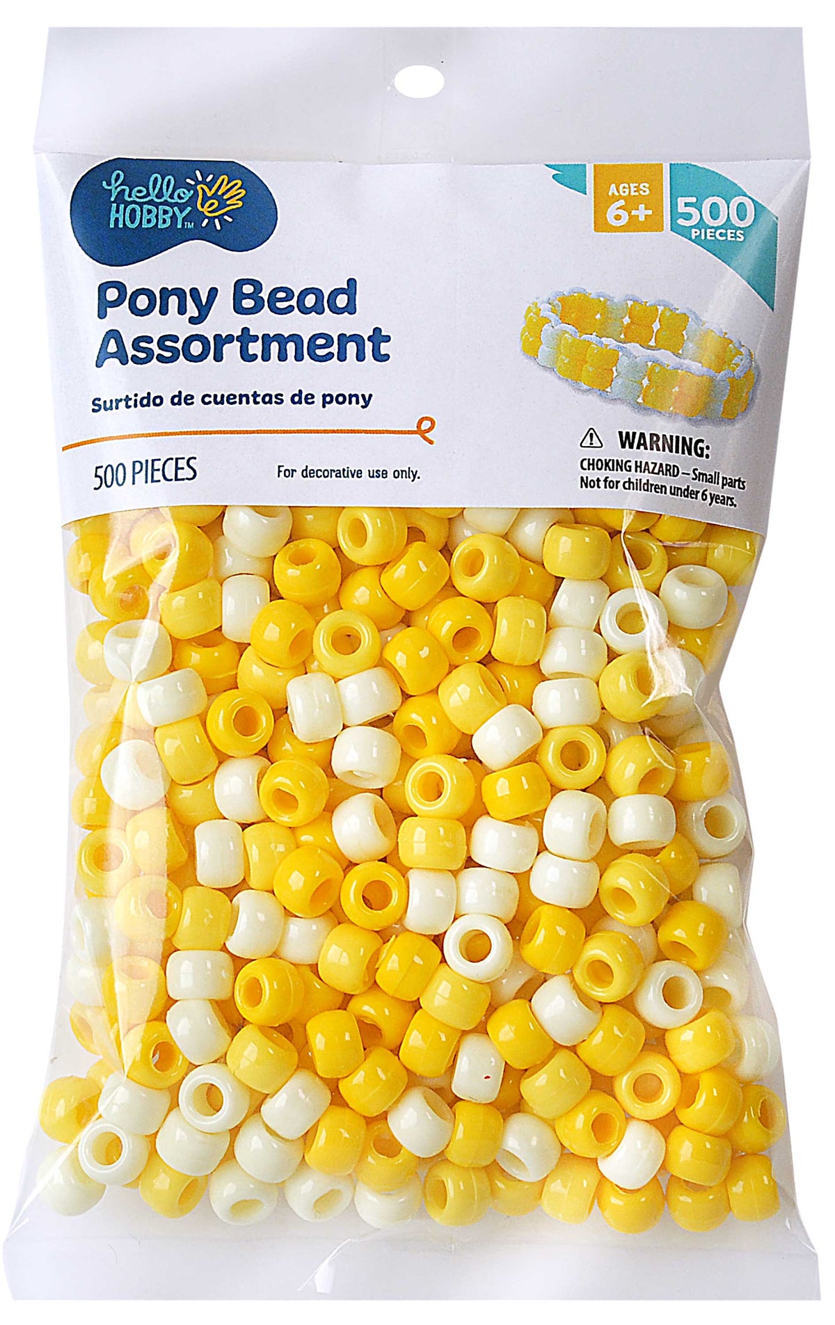 Hello Hobby Pony Bead Mix, Black, 500 Pieces, Plastic Craft Beads for Jewelry Making and DIY Projects