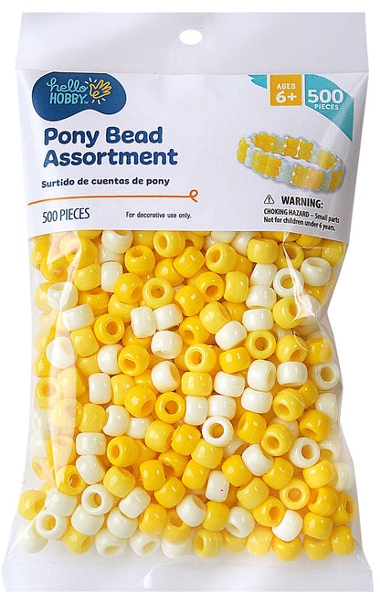 Hello Hobby Pony Bead Mix, Black, 500 Pieces, Plastic Craft Beads for Jewelry Making and DIY Projects
