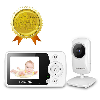HelloBaby HB31 Night Vision baby monitor with Camera and Audio, 1000ft, No Wifi, Lullaby, 2.4" LCD.
