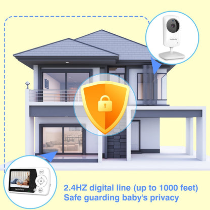 HelloBaby HB31 Night Vision baby monitor with Camera and Audio, 1000ft, No Wifi, Lullaby, 2.4" LCD.