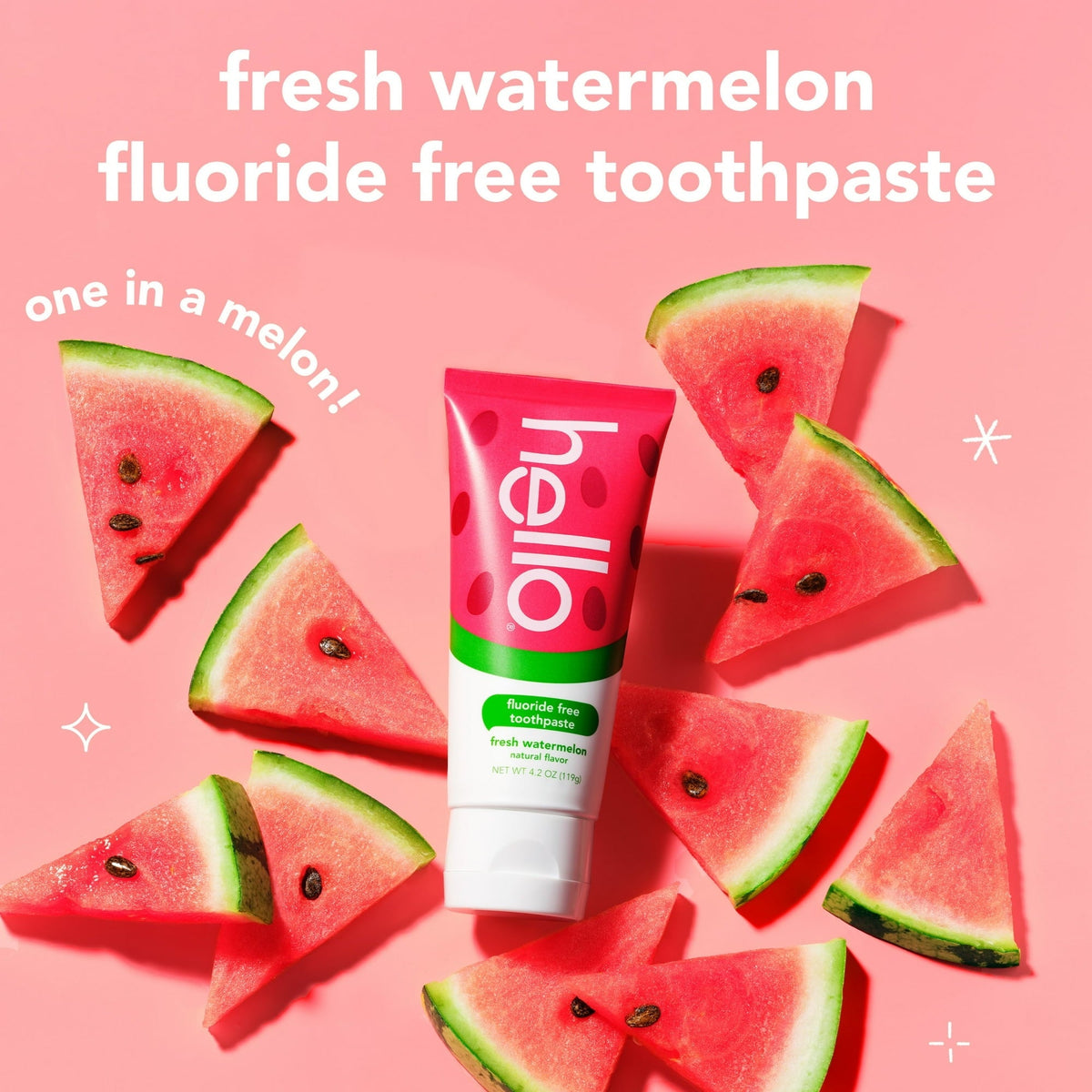 Hello Fresh Watermelon Fluoride Free Toothpaste, 4.2 Oz Tube