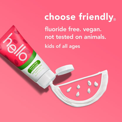 Hello Fresh Watermelon Fluoride Free Toothpaste, 4.2 Oz Tube