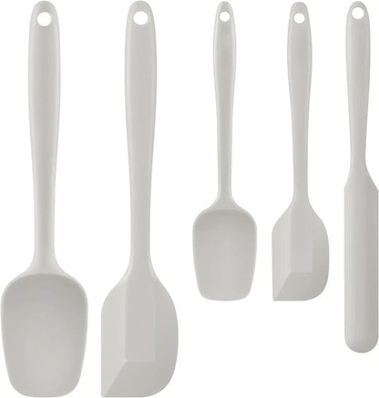 Food Grade Silicone Rubber Spatula Set for Baking, AOKIWO 5Pcs Cooking Utensil Set, High Heat Resistant Non Stick Dishwasher BPA-Free
