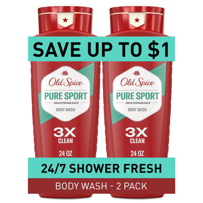 High Endurance Body Wash for Men, Pure Sport Scent, 24 FL OZ (709 mL) Twin Pack