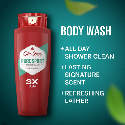 High Endurance Body Wash for Men, Pure Sport Scent, 24 FL OZ (709 mL) Twin Pack