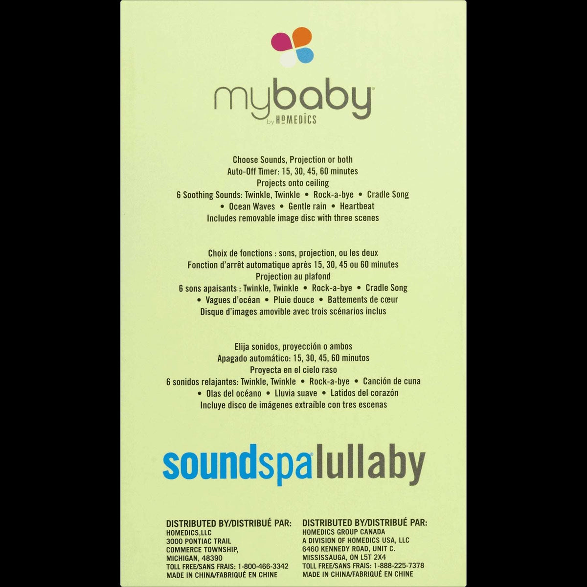 HoMedics My Baby Lullaby Sound Spa Sound Machine and White Noise Machine - Sounds & Projection, Plays 6 Sounds & Lullabies, Image Projector Featuring Diverse Scenes, Auto-Off