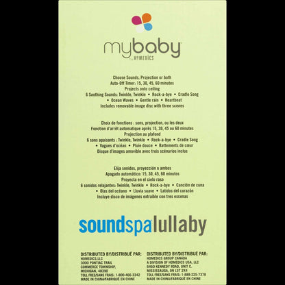 HoMedics My Baby Lullaby Sound Spa Sound Machine and White Noise Machine - Sounds & Projection, Plays 6 Sounds & Lullabies, Image Projector Featuring Diverse Scenes, Auto-Off