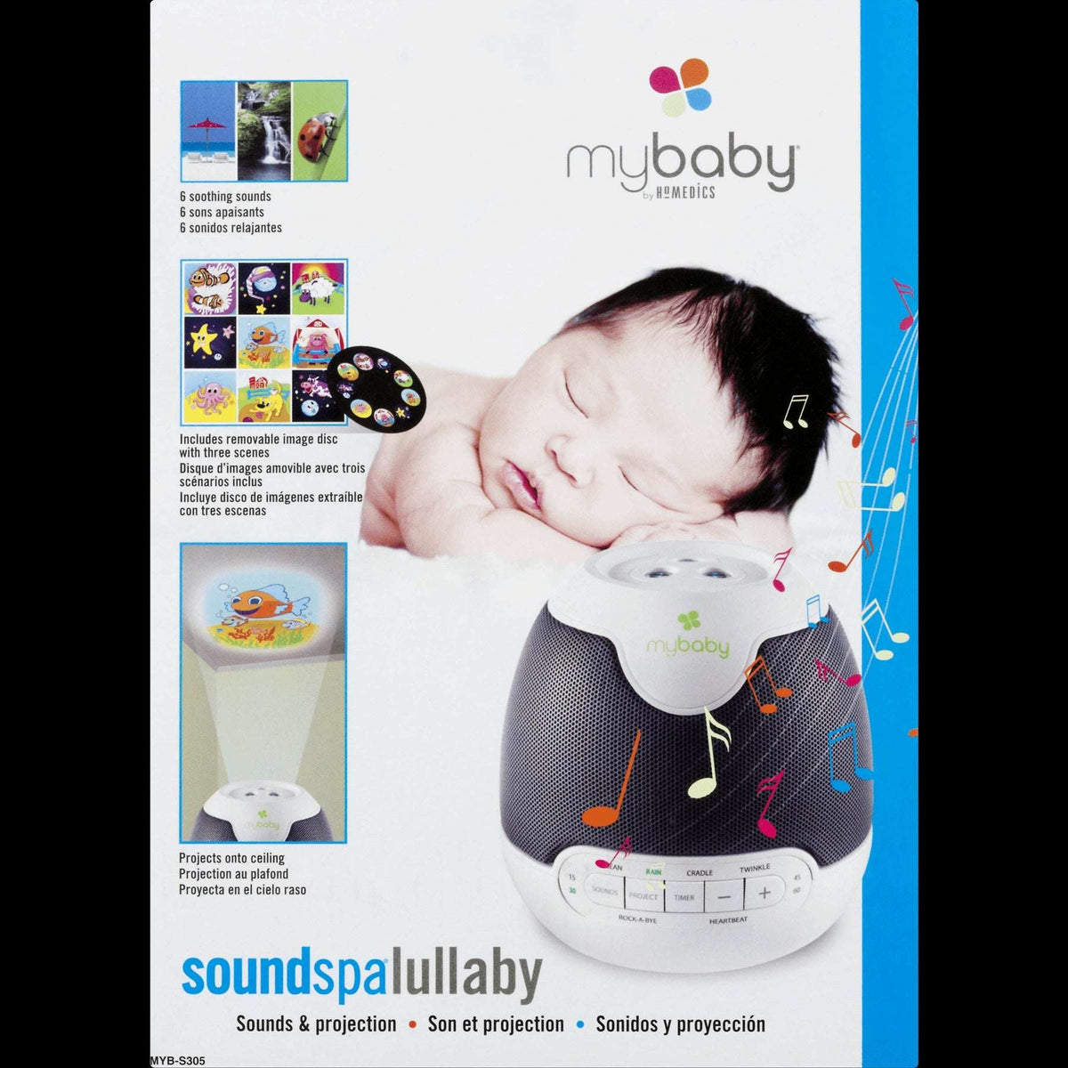 HoMedics My Baby Lullaby Sound Spa Sound Machine and White Noise Machine - Sounds & Projection, Plays 6 Sounds & Lullabies, Image Projector Featuring Diverse Scenes, Auto-Off
