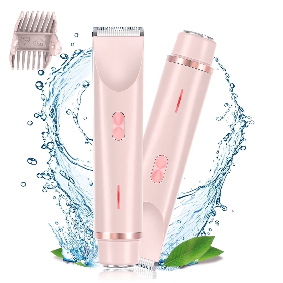 Hoeylife Body Trimmer for Women, Dual-Head Electric Razor, Bikini Trimmer with Dual Ceramic Blades, USB Rechargeable Wet Dry Use IPX7 Waterproof