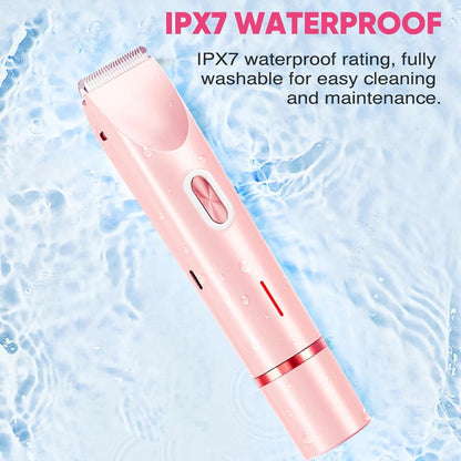Hoeylife Body Trimmer for Women, Dual-Head Electric Razor, Bikini Trimmer with Dual Ceramic Blades, USB Rechargeable Wet Dry Use IPX7 Waterproof