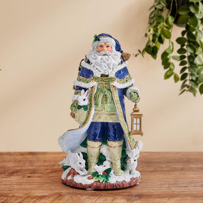 Holiday Musical Telluride Blue Santa Figurine, 11 IN