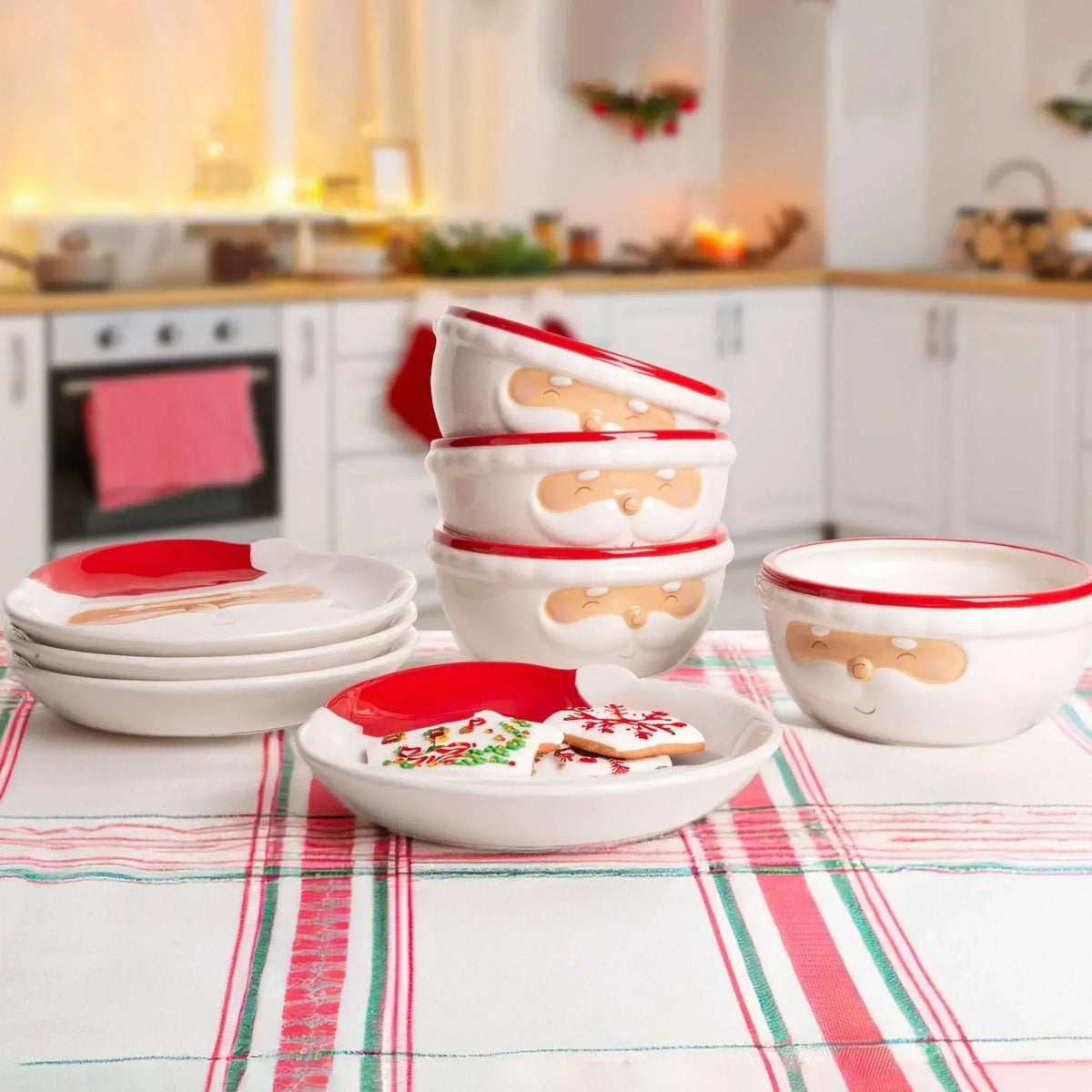 Home Essentials 8-piece Santa Face Plate & Bowl Set