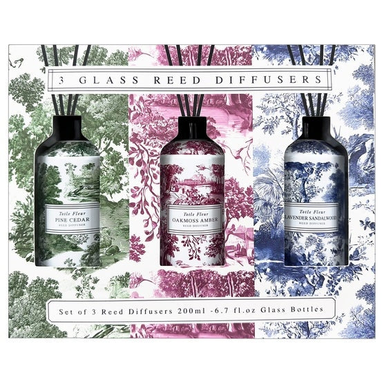 Home & Body Toile Fleur Reed Diffuser, Set of 3